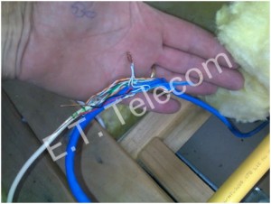 Twisted wiring joins. Not to ACMA standards and poor quality service by unlicensed people