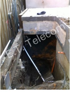 Underground Telstra conduit repaired after being destroyed by somebody backfilling